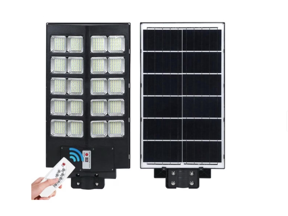 Lampa Solara Stradala Sau Gradina Cu Panou Solar Incorporat 1200W, De Exterior / Stalp, Lumina Neutra, Control Din Telecomanda, Senzori Miscare si Lumina, Rezistenta la Apa