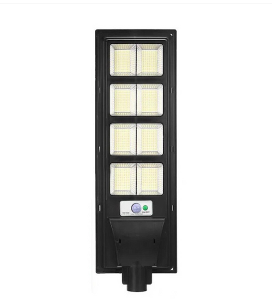 Lampa Solara Stradala Sau Gradina Cu Panou Solar Incorporat 300W, De Exterior / Stalp, Lumina Neutra, Control Din Telecomanda, Senzori Miscare si Lumina, Rezistenta la Apa