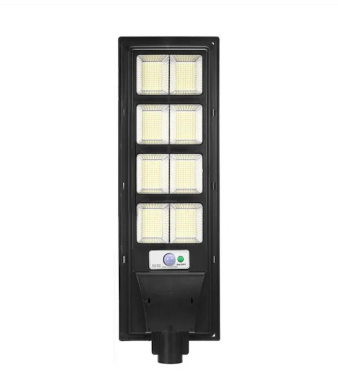 Lampa Solara Stradala Sau Gradina Cu Panou Solar Incorporat 500W, De Exterior / Stalp, Lumina Neutra, Control Din Telecomanda, Senzori Miscare si Lumina, Rezistenta la Apa